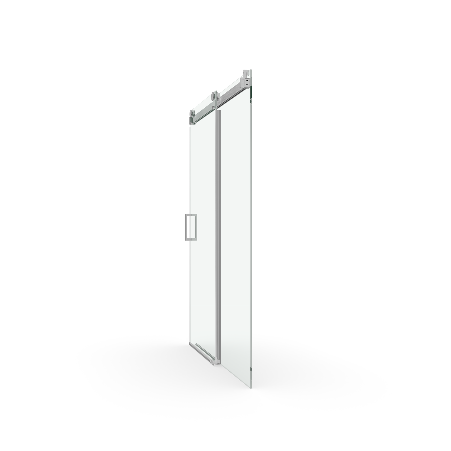 68 to 72 inches wide x 76 inches high frameless soft closing shower door 3/8 inches (10mm) thick brushed nickel solid glass 22D0