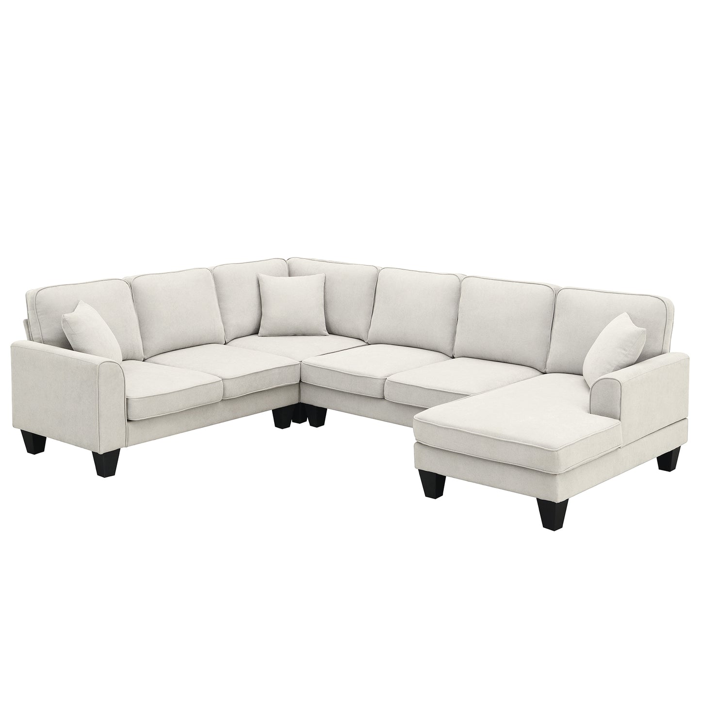 [VIDEO provided] [New] 108*85.5" Modern U Shape Sectional Sofa 7 Seat Fabric Sectional Sofa Set