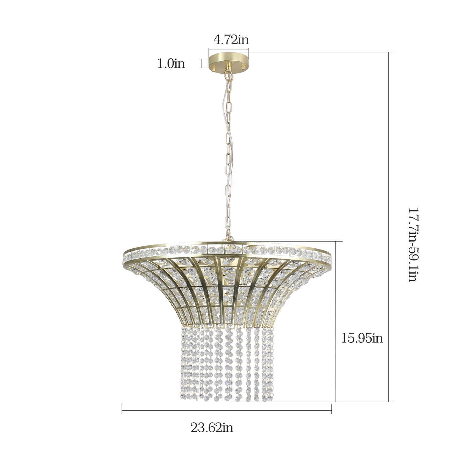 8-Light 23.6" Wide Crystal Waterfall Chandelier