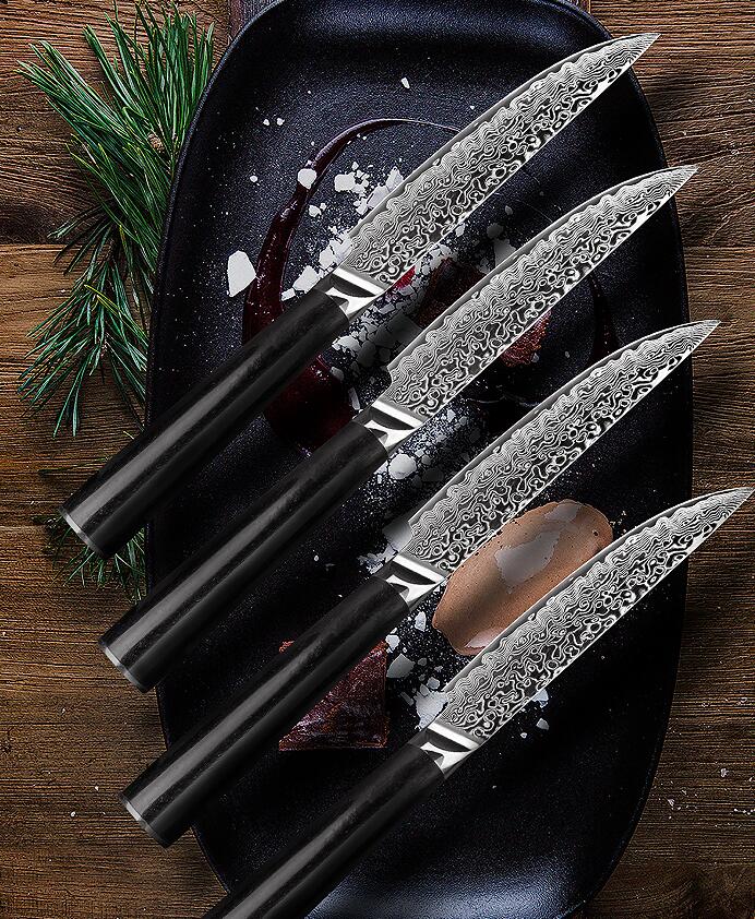 4PCS Damascus Steak Knife Set 5 Inch Steak Knives Germany Ebony Wood Handle Kitchen Steak Knives