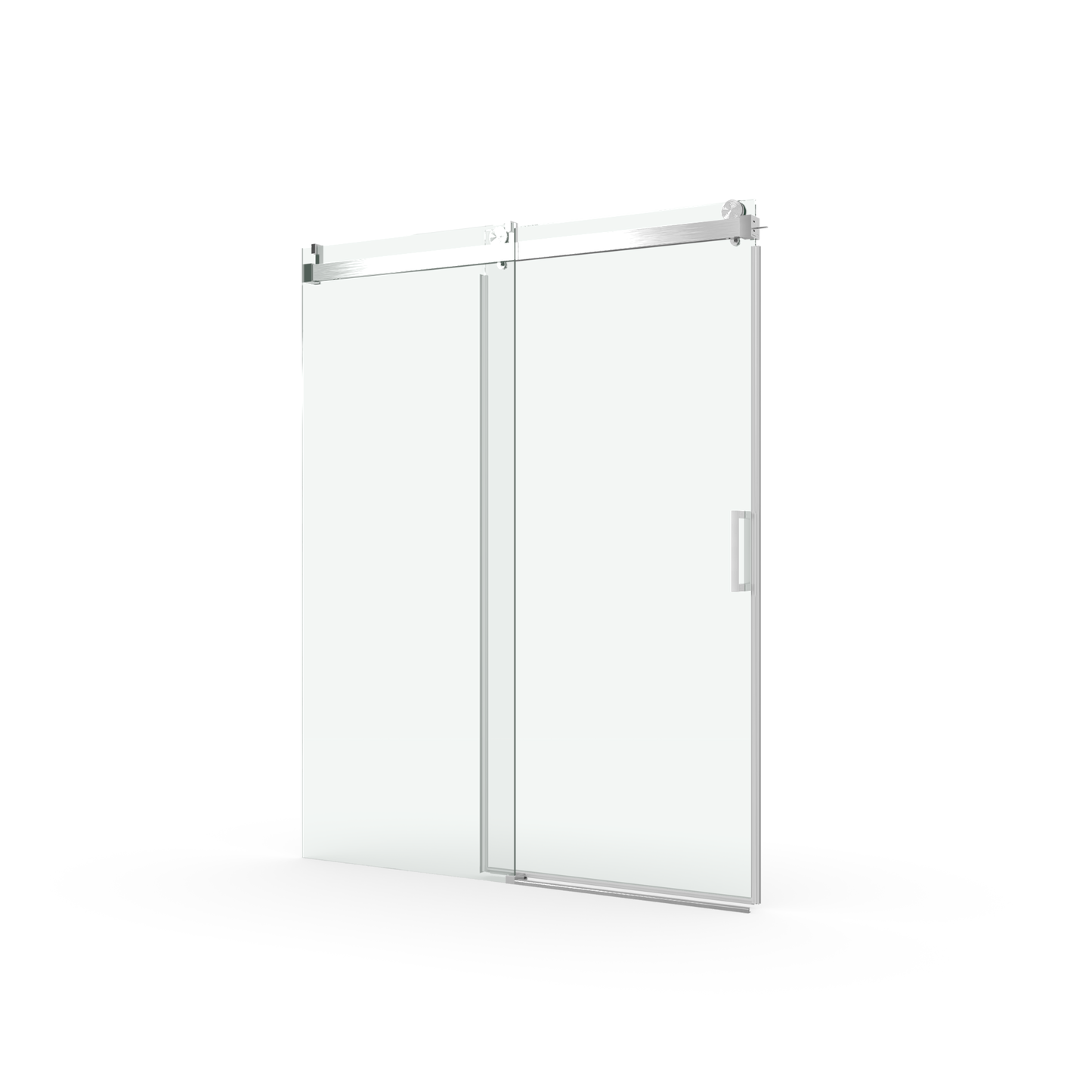 68 to 72 inches wide x 76 inches high frameless soft closing shower door 3/8 inches (10mm) thick brushed nickel solid glass 22D0