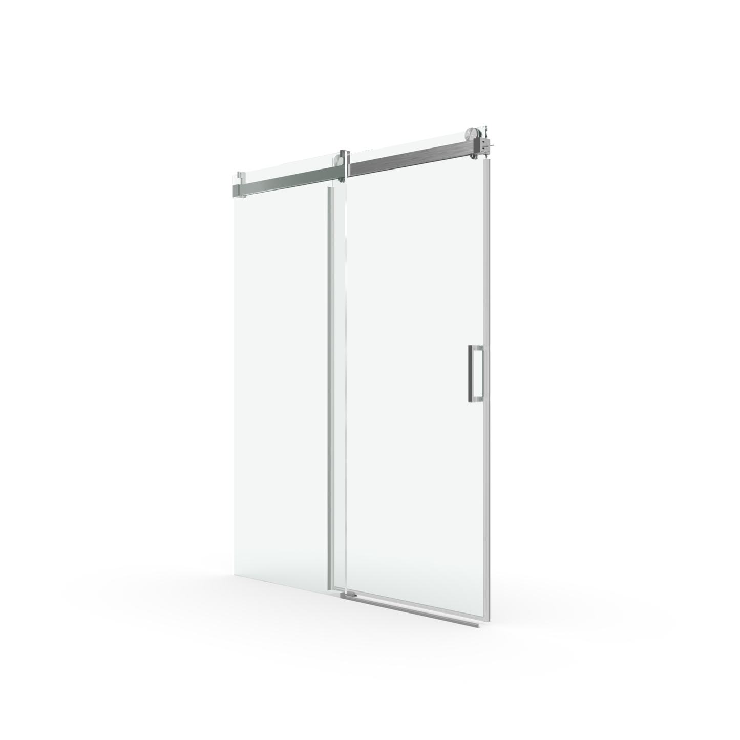 68 to 72 inches wide x 76 inches high frameless soft closing shower door 3/8 inches (10mm) thick brushed nickel solid glass 22D0