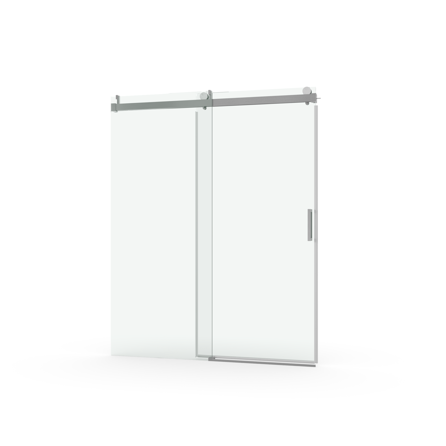 68 to 72 inches wide x 76 inches high frameless soft closing shower door 3/8 inches (10mm) thick brushed nickel solid glass 22D0