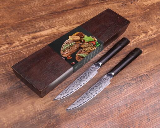 4PCS Damascus Steak Knife Set 5 Inch Steak Knives Germany Ebony Wood Handle Kitchen Steak Knives