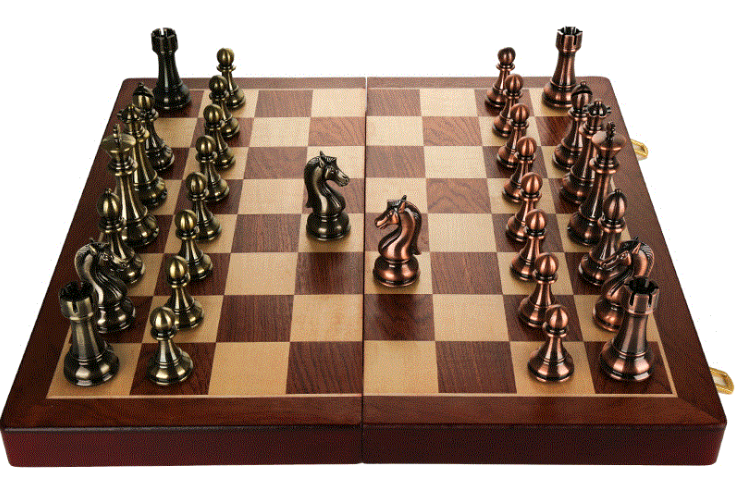 Bronze Retro Style Wooden Folding Chess Set