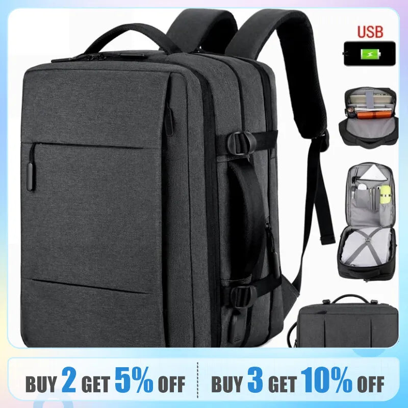 Classic Travel Backpack Men Business Backpack School Expandable USB Bag Large Capacity Laptop Waterproof Fashion Backpack