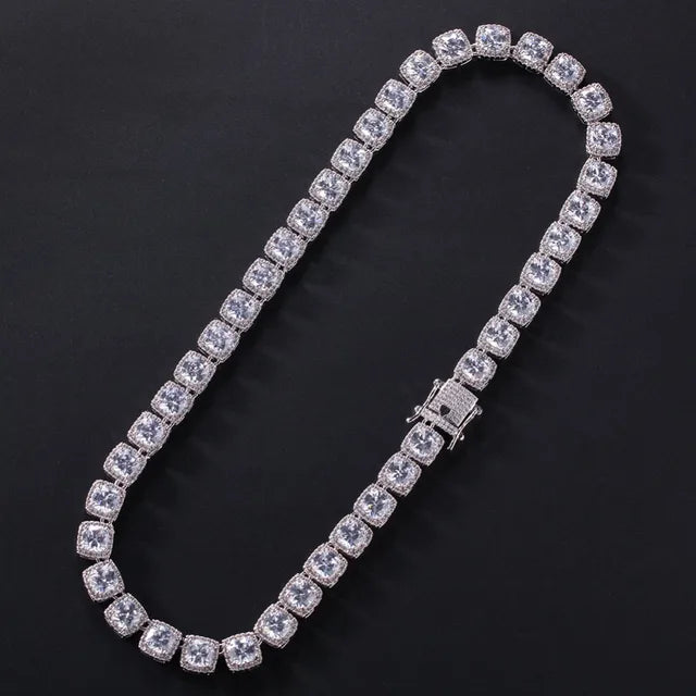 Square Cubic Zirconia Tennis Chains Top Quality Hiphop Necklace Luxury Full Iced Out CZ Jewelry For Men Women