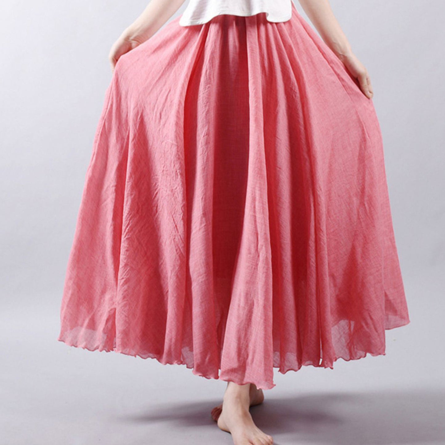 Cotton Linen Style Skirt, Soft And Flowing Skirt, Travel Skirt, Beach Skirt, Gift For Daughter, Pink Skirt, Custom Size